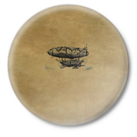 Значок с принтом Дирижабль в городе Новоалтайск,  металл | круглая форма, металлическая застежка в виде булавки | 