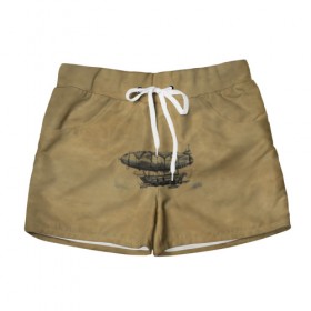 Женские шорты 3D с принтом Дирижабль в городе Новоалтайск, 100% полиэстер | прямой крой, два кармана без застежек по бокам. Мягкая трикотажная резинка на поясе, внутри которой широкие завязки. Длина до середины бедра | 