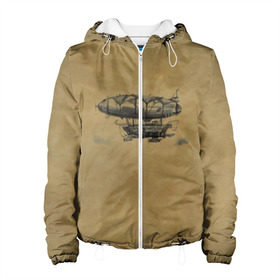 Женская куртка 3D с принтом Дирижабль в городе Новоалтайск, ткань верха — 100% полиэстер, подклад — флис | прямой крой, подол и капюшон оформлены резинкой с фиксаторами, два кармана без застежек по бокам, один большой потайной карман на груди. Карман на груди застегивается на липучку | 