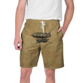 Мужские шорты 3D с принтом Дирижабль в городе Новоалтайск,  полиэстер 100% | прямой крой, два кармана без застежек по бокам. Мягкая трикотажная резинка на поясе, внутри которой широкие завязки. Длина чуть выше колен | 