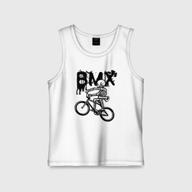 Детская майка хлопок с принтом BMX в городе Новоалтайск,  |  | bike | bmx | bones | extreme | skeleton | skull | sport | велосипед | скелет | спорт | череп | экстрим