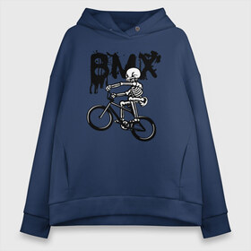Женское худи Oversize хлопок с принтом BMX в городе Новоалтайск, френч-терри — 70% хлопок, 30% полиэстер. Мягкий теплый начес внутри —100% хлопок | боковые карманы, эластичные манжеты и нижняя кромка, капюшон на магнитной кнопке | bike | bmx | bones | extreme | skeleton | skull | sport | велосипед | скелет | спорт | череп | экстрим