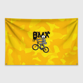 Флаг-баннер с принтом BMX в городе Новоалтайск, 100% полиэстер | размер 67 х 109 см, плотность ткани — 95 г/м2; по краям флага есть четыре люверса для крепления | bike | bmx | bones | extreme | skeleton | skull | sport | велосипед | скелет | спорт | череп | экстрим