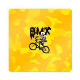 Магнит виниловый Квадрат с принтом BMX в городе Новоалтайск, полимерный материал с магнитным слоем | размер 9*9 см, закругленные углы | Тематика изображения на принте: bike | bmx | bones | extreme | skeleton | skull | sport | велосипед | скелет | спорт | череп | экстрим