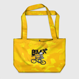 Пляжная сумка 3D с принтом BMX в городе Новоалтайск, 100% полиэстер | застегивается на металлическую кнопку; внутренний карман застегивается на молнию. Стенки укреплены специальным мягким материалом, чтобы защитить содержимое от несильных ударов
 | bike | bmx | bones | extreme | skeleton | skull | sport | велосипед | скелет | спорт | череп | экстрим