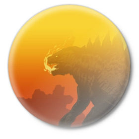 Значок с принтом GODZILLA в городе Новоалтайск,  металл | круглая форма, металлическая застежка в виде булавки | Тематика изображения на принте: godzilla | king of the monsters | годзила | годзилла 2 | король монстров | фильмы