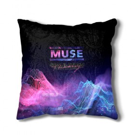 Подушка 3D с принтом Cyber Muse в городе Новоалтайск, наволочка – 100% полиэстер, наполнитель – холлофайбер (легкий наполнитель, не вызывает аллергию). | состоит из подушки и наволочки. Наволочка на молнии, легко снимается для стирки | alternative | bellamy | cyber | indie | muse | rock | simulation theory | беллами | мьюз