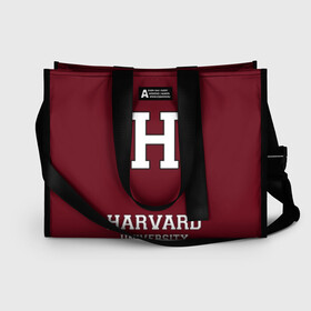 Сумка-шоппер 3D с принтом Harvard University_форма в городе Новоалтайск, 100% полиэстер | застегивается на металлическую кнопку; внутренний карман застегивается на молнию. Стенки укреплены специальным мягким материалом, чтобы защитить содержимое от несильных ударов
 | harvard university | гарвард | колледж | образование | студенты | сша | университет | школа