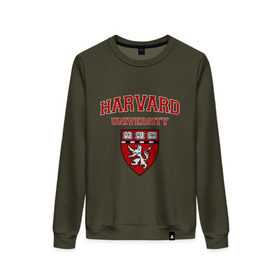 Женский свитшот хлопок с принтом Harvard University_форма в городе Новоалтайск, 100% хлопок | прямой крой, круглый вырез, на манжетах и по низу широкая трикотажная резинка  | harvard university | гарвард | колледж | образование | студенты | сша | университет | школа