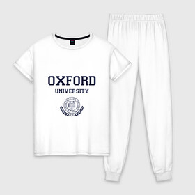 Женская пижама хлопок с принтом University of Oxford_форма в городе Новоалтайск, 100% хлопок | брюки и футболка прямого кроя, без карманов, на брюках мягкая резинка на поясе и по низу штанин | university of oxford | англия | британия | великобритания | вуз | колледж | образование | оксфорд | студенты | университет | школа