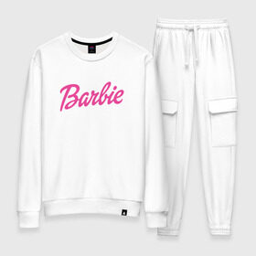 Женский костюм хлопок с принтом Barbie в городе Новоалтайск, 100% хлопок | на свитшоте круглая горловина, мягкая резинка по низу. Брюки заужены к низу, на них два вида карманов: два 