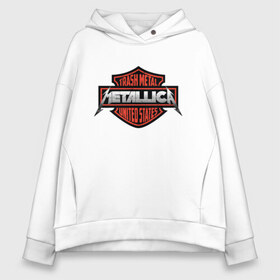 Женское худи Oversize хлопок с принтом Metallica в городе Новоалтайск, френч-терри — 70% хлопок, 30% полиэстер. Мягкий теплый начес внутри —100% хлопок | боковые карманы, эластичные манжеты и нижняя кромка, капюшон на магнитной кнопке | guitar | hard | heavymetal | metal | metallica | music | rock | гитара | картинка | картинки | метал | металика | металлика | мода | музыка | рок | тренд | тренды | треш | трэш | тяжелый | хард