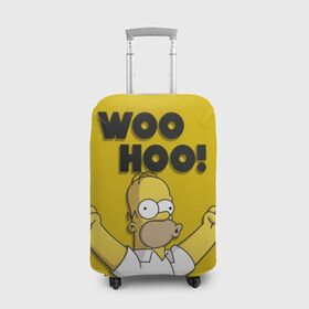 Чехол для чемодана 3D с принтом HOMER - WOO HOO! в городе Новоалтайск, 86% полиэфир, 14% спандекс | двустороннее нанесение принта, прорези для ручек и колес | bart | homer | lisa | the simpsons | барт | гомер | лиза | мэгги | симпсоны