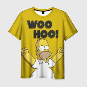 Мужская футболка 3D с принтом HOMER - WOO HOO! в городе Новоалтайск, 100% полиэфир | прямой крой, круглый вырез горловины, длина до линии бедер | bart | homer | lisa | the simpsons | барт | гомер | лиза | мэгги | симпсоны