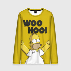 Мужской лонгслив 3D с принтом HOMER - WOO HOO! в городе Новоалтайск, 100% полиэстер | длинные рукава, круглый вырез горловины, полуприлегающий силуэт | bart | homer | lisa | the simpsons | барт | гомер | лиза | мэгги | симпсоны