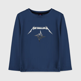 Детский лонгслив хлопок с принтом Metallica в городе Новоалтайск, 100% хлопок | круглый вырез горловины, полуприлегающий силуэт, длина до линии бедер | guitar | hard | heavymetal | metal | metallica | music | rock | гитара | картинка | картинки | метал | металика | металлика | мода | музыка | рок | тренд | тренды | треш | трэш | тяжелый | хард