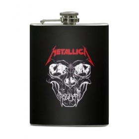 Фляга с принтом Metallica в городе Новоалтайск, металлический корпус | емкость 0,22 л, размер 125 х 94 мм. Виниловая наклейка запечатывается полностью | metallica | rock | атрибутика | группа | джеймс хетфилд | концерт | мерч | метал | металика | металлика | музыка | музыкант | рок | рок группа | рок музыка | рокер | тур | череп