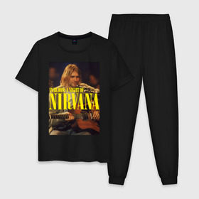 Мужская пижама хлопок с принтом Kurt Cobain In Bloom в городе Новоалтайск, 100% хлопок | брюки и футболка прямого кроя, без карманов, на брюках мягкая резинка на поясе и по низу штанин
 | kurt cobain | music | nirvana | rock | кобейн | курт | курт кобейн | музыка | нирвана | рок