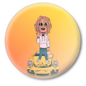 Значок с принтом Lil Pump - Flex Like Ouu в городе Новоалтайск,  металл | круглая форма, металлическая застежка в виде булавки | flex like ouu | gucci | gucci gang | hip hop | lil | lil pump | pump | rap | trap | гучи | гучи гэнг | лил | лил памп | насос | памп | рэп | трэп | хип хоп