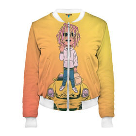 Женский бомбер 3D с принтом Lil Pump - Flex Like Ouu в городе Новоалтайск, 100% полиэстер | застегивается на молнию, по бокам два кармана без застежек, мягкие манжеты, по низу бомбера и на воротнике — эластичная резинка | flex like ouu | gucci | gucci gang | hip hop | lil | lil pump | pump | rap | trap | гучи | гучи гэнг | лил | лил памп | насос | памп | рэп | трэп | хип хоп