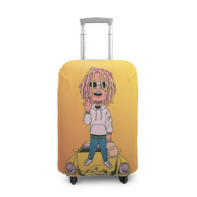 Чехол для чемодана 3D с принтом Lil Pump - Flex Like Ouu в городе Новоалтайск, 86% полиэфир, 14% спандекс | двустороннее нанесение принта, прорези для ручек и колес | flex like ouu | gucci | gucci gang | hip hop | lil | lil pump | pump | rap | trap | гучи | гучи гэнг | лил | лил памп | насос | памп | рэп | трэп | хип хоп