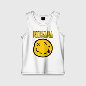 Детская майка хлопок с принтом NIRVANA в городе Новоалтайск,  |  | Тематика изображения на принте: music | nirvana | rip smile | rock | smile | группа | курт кобейн | музыка | нирвана | рок | смайл