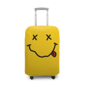 Чехол для чемодана 3D с принтом NIRVANA SMILE в городе Новоалтайск, 86% полиэфир, 14% спандекс | двустороннее нанесение принта, прорези для ручек и колес | music | nirvana | rip smile | rock | smile | группа | курт кобейн | музыка | нирвана | рок | смайл