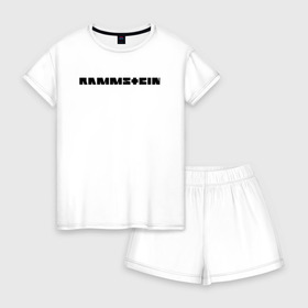 Женская пижама с шортиками хлопок с принтом RAMMSTEIN в городе Новоалтайск, 100% хлопок | футболка прямого кроя, шорты свободные с широкой мягкой резинкой | music | rammstein | rock | группа | музыка | музыканты | рамштайн | рок