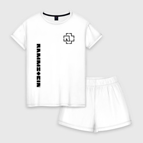 Женская пижама с шортиками хлопок с принтом RAMMSTEIN в городе Новоалтайск, 100% хлопок | футболка прямого кроя, шорты свободные с широкой мягкой резинкой | music | rammstein | rock | группа | музыка | музыканты | рамштайн | рок