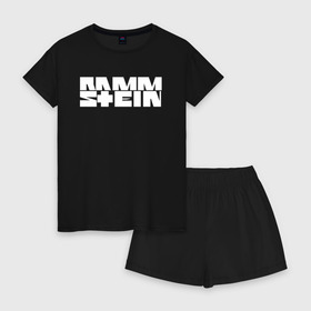 Женская пижама с шортиками хлопок с принтом RAMMSTEIN в городе Новоалтайск, 100% хлопок | футболка прямого кроя, шорты свободные с широкой мягкой резинкой | music | rammstein | rock | группа | музыка | музыканты | рамштайн | рок