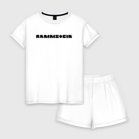 Женская пижама с шортиками хлопок с принтом Rammstein в городе Новоалтайск, 100% хлопок | футболка прямого кроя, шорты свободные с широкой мягкой резинкой | deutschland | duhastviel.mutter | hevy metal | meinteil | music | rammstein | rammsteinfan | ramshtain | rock | германия | метал | музыка | немцы | рамштаин | рамштайн | рамштейн | рок