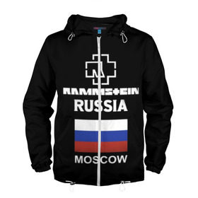 Мужская ветровка 3D с принтом Rammstein Russia в городе Новоалтайск, 100% полиэстер | подол и капюшон оформлены резинкой с фиксаторами, два кармана без застежек по бокам, один потайной карман на груди | germany | moscow | rammstein | russia | индостриал металл | москва | немецкая группа | немцы | пиротехника | раммштайн | рок | рок группа | россия | три икса | триколор | флаг | флаг россии | ххх