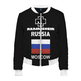Женский бомбер 3D с принтом Rammstein Russia в городе Новоалтайск, 100% полиэстер | застегивается на молнию, по бокам два кармана без застежек, мягкие манжеты, по низу бомбера и на воротнике — эластичная резинка | germany | moscow | rammstein | russia | индостриал металл | москва | немецкая группа | немцы | пиротехника | раммштайн | рок | рок группа | россия | три икса | триколор | флаг | флаг россии | ххх