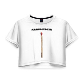 Женская футболка Cropp-top с принтом Rammstein. Radio в городе Новоалтайск, 100% полиэстер | круглая горловина, длина футболки до линии талии, рукава с отворотами | Тематика изображения на принте: kruspe | lindemann | metal | oliver | rammstein | richard | riedel | rock | till | кристиан | круспе | линдеманн | лоренц | метал | оливер | рамштайн | ридель | рихард | рок | тилль
