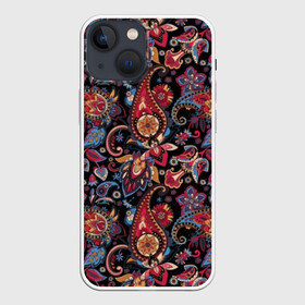 Чехол для iPhone 13 mini с принтом Этнический орнамент в городе Новоалтайск,  |  | asia | black | blue | curl | east | ethnic | flower | india | ornament | pattern | petal | red | yellow | zendudl | азия | восток | желтый | завитушка | зендудл | индия | красный | лепесток | орнамент | узор | цветок | черный | этнический