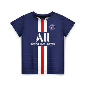 Детская футболка 3D с принтом PSG Home 19-20 в городе Новоалтайск, 100% гипоаллергенный полиэфир | прямой крой, круглый вырез горловины, длина до линии бедер, чуть спущенное плечо, ткань немного тянется | champions league | france | mbappe | neymar | psg | лига чемпионов | мбаппе | неймар | париж | псж | франция | чемпион