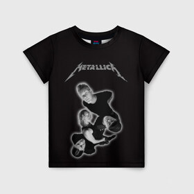 Детская футболка 3D с принтом Metallica в городе Новоалтайск, 100% гипоаллергенный полиэфир | прямой крой, круглый вырез горловины, длина до линии бедер, чуть спущенное плечо, ткань немного тянется | Тематика изображения на принте: metallica | группа | метал | металлика | музыка | песни | рок