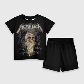 Детский костюм с шортами 3D с принтом Metallica в городе Новоалтайск,  |  | Тематика изображения на принте: album | black | concert | heavy | kirk | metal | metallica | music | rock | tolls | джеймс хэтфилд | кирк хэмметт | клифф бёртон | ларс ульрих | метал | металлика | трэш