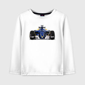 Детский лонгслив хлопок с принтом Sauber F1 Team в городе Новоалтайск, 100% хлопок | круглый вырез горловины, полуприлегающий силуэт, длина до линии бедер | f1. болид | авто | гонки | формула 1