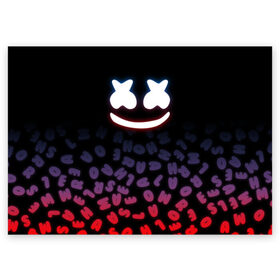 Поздравительная открытка с принтом MARSHMELLO РЮКЗАК в городе Новоалтайск, 100% бумага | плотность бумаги 280 г/м2, матовая, на обратной стороне линовка и место для марки
 | fortnite | fortnite battle royale. | fortnite marshmello | friend marshmello | marshmello dj | marshmellow | маршмело | фортнайт