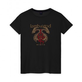 Женская футболка хлопок с принтом Lamb of God в городе Новоалтайск, 100% хлопок | прямой крой, круглый вырез горловины, длина до линии бедер, слегка спущенное плечо | американская | грув | группа | крис адлер | марк мортон | метал | рэнди блайт