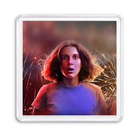 Магнит 55*55 с принтом STRANGER THINGS в городе Новоалтайск, Пластик | Размер: 65*65 мм; Размер печати: 55*55 мм | Тематика изображения на принте: 011 | eggo | eleven | friends don t lie | netflix | season 3 | stranger things | демогоргон | нетфликс | одиннадцатая | очень странные дела | сезон 3 | сериалы