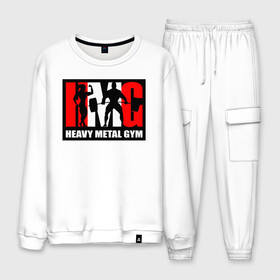 Мужской костюм хлопок с принтом Бодибилдинг Heavy Metal Gym в городе Новоалтайск, 100% хлопок | на свитшоте круглая горловина, мягкая резинка по низу. Брюки заужены к низу, на них два вида карманов: два “обычных” по бокам и два объемных, с клапанами, расположенные ниже линии бедра. Брюки с мягкой трикотажной резинкой на поясе и по низу штанин. В поясе для дополнительного комфорта — широкие завязки | heavy metal gym | heavymetalgym | hmgym | атлет | бодибилдер | бодибилдинг | качок | кроссфит | лого | пауэрлифтинг | силовые тренировки | становая тяга | стронгмэн | тренажерный зал | штанга