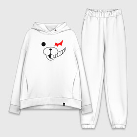 Женский костюм хлопок Oversize с принтом Monokuma части лица в городе Новоалтайск,  |  | anime | bear | black  white | danganronpa | kurokuma | monodam | monokuma | monomi | monotaro | pink | rabbit | school | shirokuma | аниме | главарь | мoноми | монокума | черно белый | школа