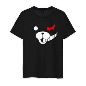 Мужская футболка хлопок с принтом MONOKUMA в городе Новоалтайск, 100% хлопок | прямой крой, круглый вырез горловины, длина до линии бедер, слегка спущенное плечо. | anime | bear | black  white | danganronpa | kurokuma | monodam | monokuma | monomi | monotaro | pink | rabbit | school | shirokuma | аниме | главарь | мoноми | монокума | черно белый | школа