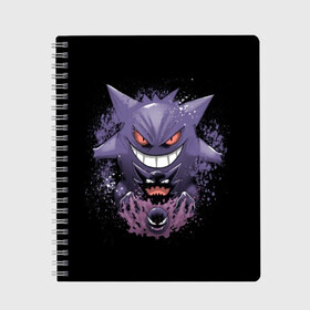 Тетрадь с принтом Pokemon Gengar Rubber в городе Новоалтайск, 100% бумага | 48 листов, плотность листов — 60 г/м2, плотность картонной обложки — 250 г/м2. Листы скреплены сбоку удобной пружинной спиралью. Уголки страниц и обложки скругленные. Цвет линий — светло-серый
 | battle | drawing | entei | go | legendary | lugia | metagross | nintendo | pikachu | pokemon | raikou | squirtle | zapdos | брок | бульбазавр | мисти | монстр | пикачу | покемон | эш
