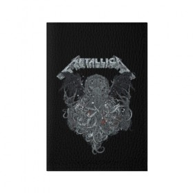 Обложка для паспорта матовая кожа с принтом Metallica в городе Новоалтайск, натуральная матовая кожа | размер 19,3 х 13,7 см; прозрачные пластиковые крепления | Тематика изображения на принте: album | black | concert | heavy | kirk | metal | metallica | music | rock | tolls | джеймс хэтфилд | кирк хэмметт | клифф бёртон | ларс ульрих | метал | металлика | трэш