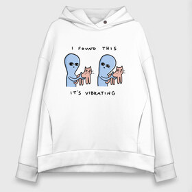 Женское худи Oversize хлопок с принтом Cutie Cat в городе Новоалтайск, френч-терри — 70% хлопок, 30% полиэстер. Мягкий теплый начес внутри —100% хлопок | боковые карманы, эластичные манжеты и нижняя кромка, капюшон на магнитной кнопке | citty | ufo | инопланетянин | киска | кот | котенок | котик | кошка | нло | уфо
