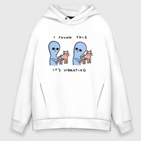 Мужское худи Oversize хлопок с принтом Cutie Cat в городе Новоалтайск, френч-терри — 70% хлопок, 30% полиэстер. Мягкий теплый начес внутри —100% хлопок | боковые карманы, эластичные манжеты и нижняя кромка, капюшон на магнитной кнопке | citty | ufo | инопланетянин | киска | кот | котенок | котик | кошка | нло | уфо