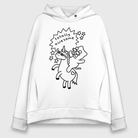 Женское худи Oversize хлопок с принтом Awesome Unicorn в городе Новоалтайск, френч-терри — 70% хлопок, 30% полиэстер. Мягкий теплый начес внутри —100% хлопок | боковые карманы, эластичные манжеты и нижняя кромка, капюшон на магнитной кнопке | cat | citty | кот | кошак | кошара | кошка